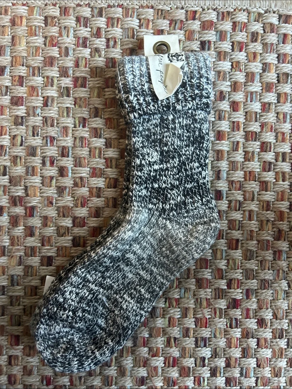 Free People Marled Crew Socks - Black & White